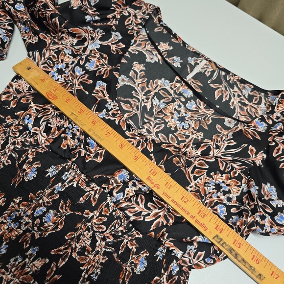 Free People Santiago Women Floral Smocked Top Size Small Long Sleeve Boho Grunge - Picture 9 of 12
